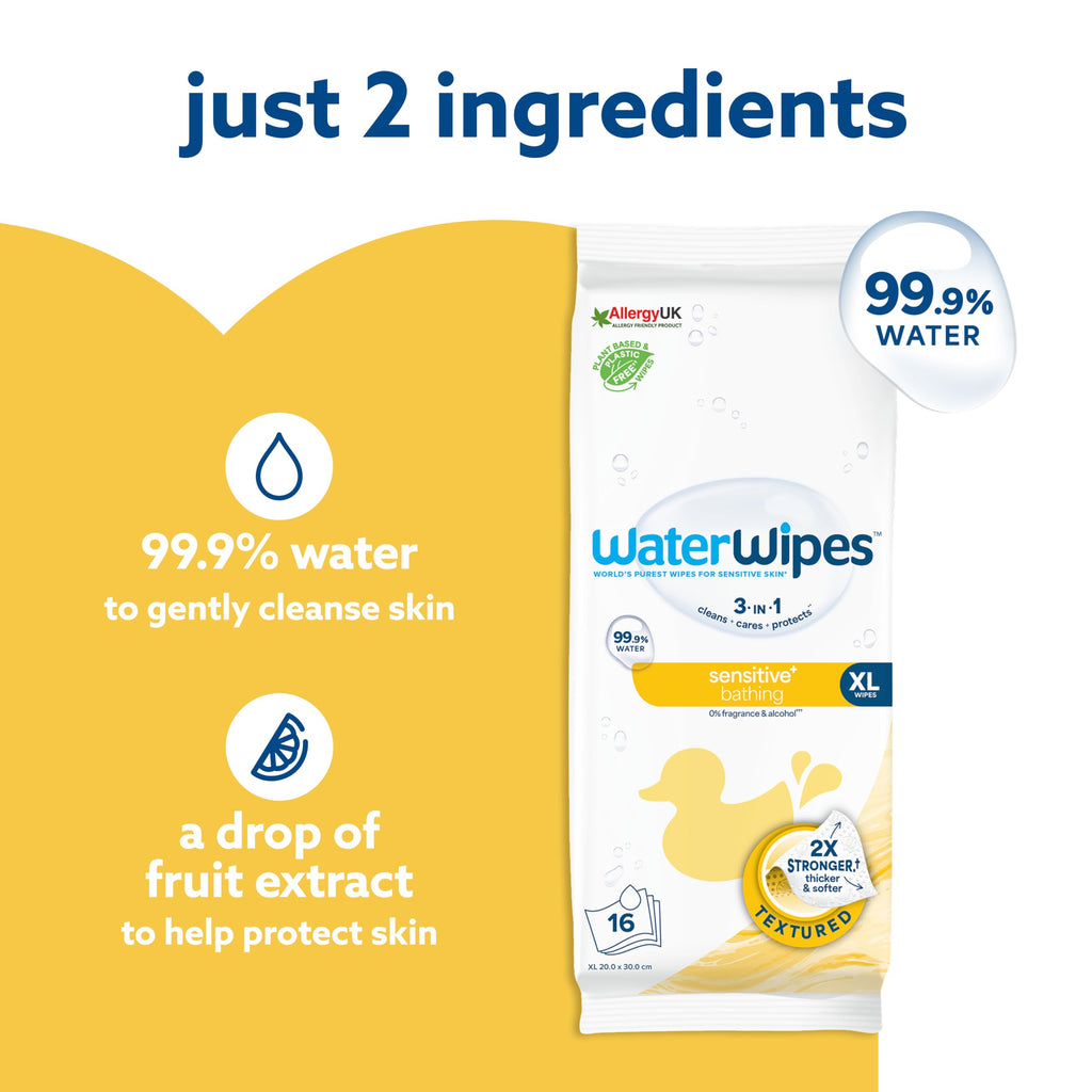 WaterWipes Nose to Toes Bathing Wipes Pack of 12