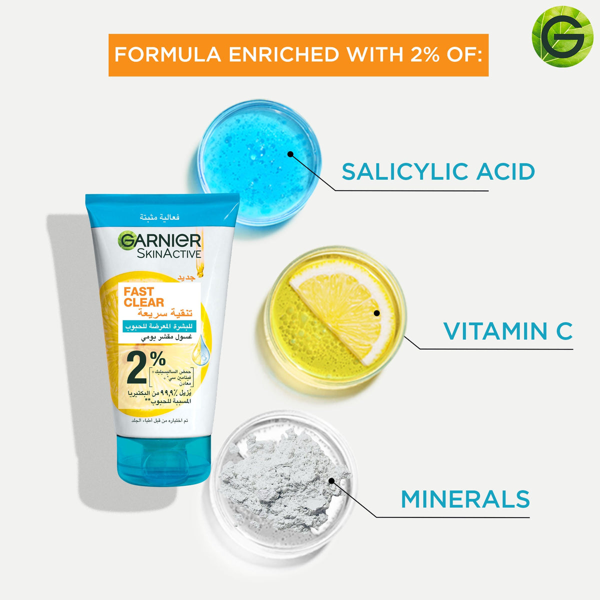 Fast Clear 3-in-1 Face Wash with Salicylic Acid and Vitamin C